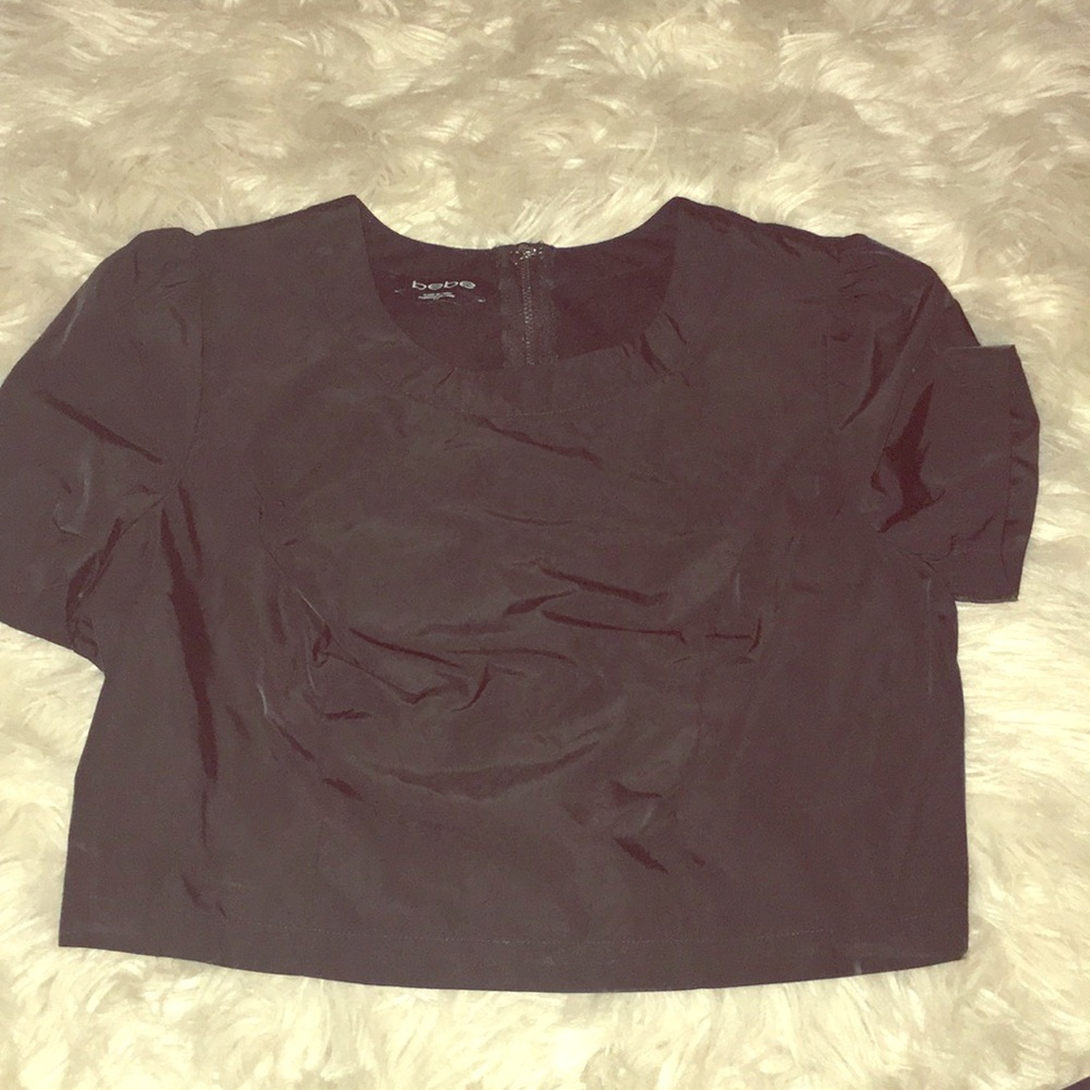 Bebe crop top ruffle puff sleeve